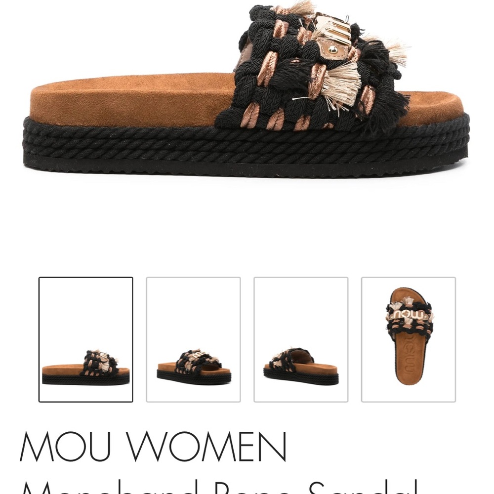 Mou Black and Tan Woven Sandals